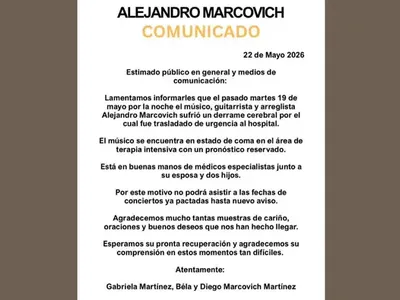 Comunicado de la familia sobre la salud de Alejandro Marcovich